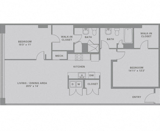 Floorplan for Apartment #03-230, 2 bedroom unit at Halstead Haverhill